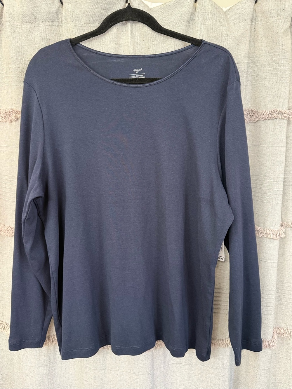 NWT CJ Banks Dark Navy Long Sleeve Crew Shirt-SIZE 1X
